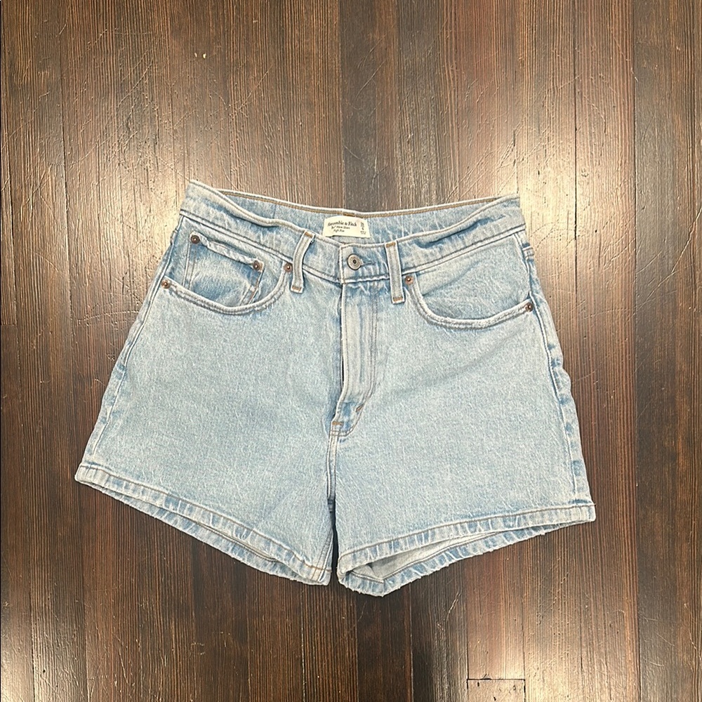 Women's Light Blue Denim Mom Shorts